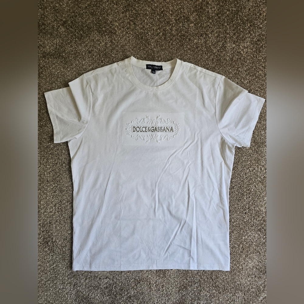 Dolce & Gabbana White Embossed Logo Tee